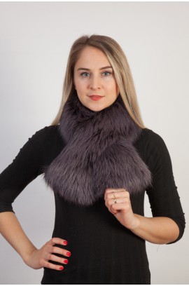 Blue fox fur scarf-collar